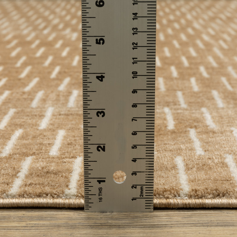 Orion Modern Geometric Lines Rust/ Beige Area Rug, Runner 2'3" x 7'7"