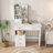5-Drawer Dressing Table with Movable Mirror and LED Light for Bedrooms
