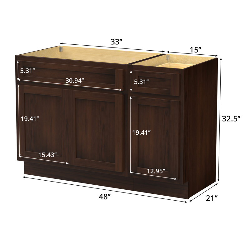 48'' Single Bathroom Vanity Base Only, Brown