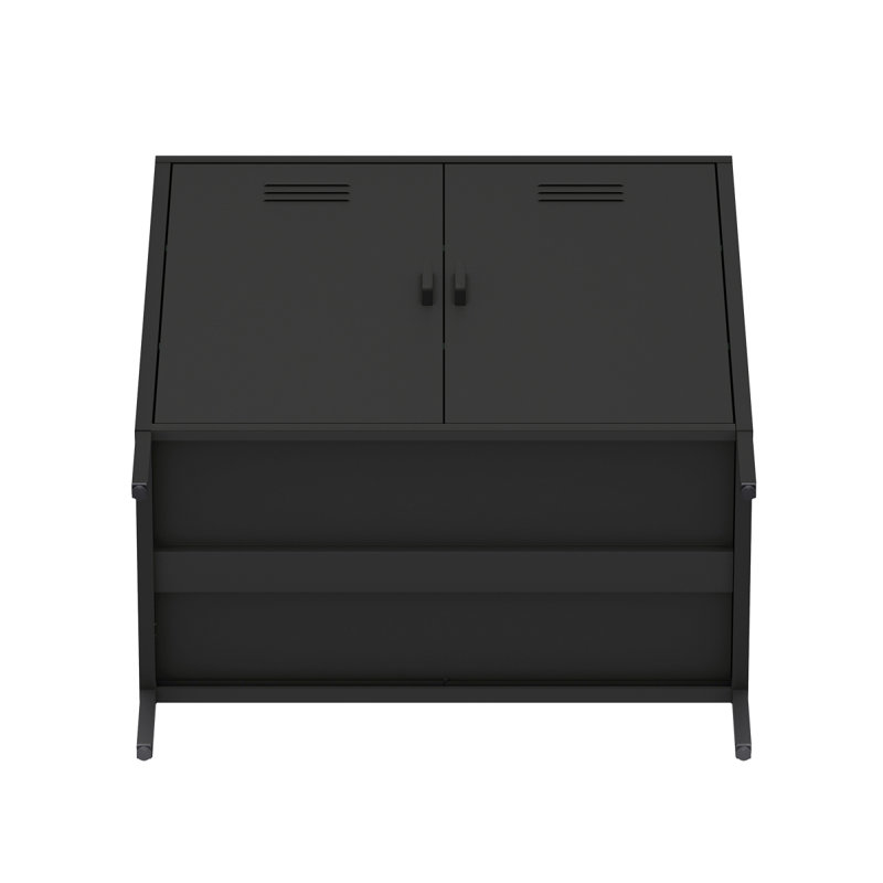 Naomi 32" Metal Accent Cabinet In Black, Black