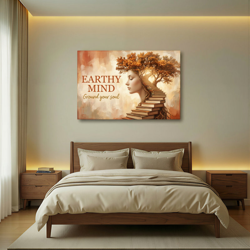 Tableau mural sur toile représentant un arbre et des livres, idéal pour la maison, le bureau ou un espace de méditation.
