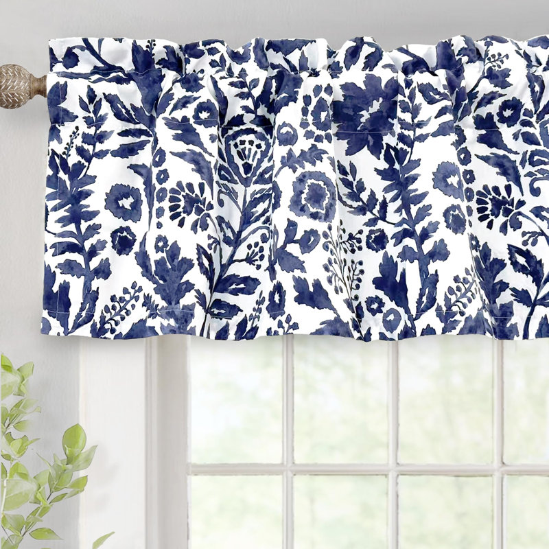 Floral Lined Valance Double Layer Thermal Insulated Room Darkening Blackout Valances 3 Inch Rod Pocket Window Valance for Bathroom Living Room