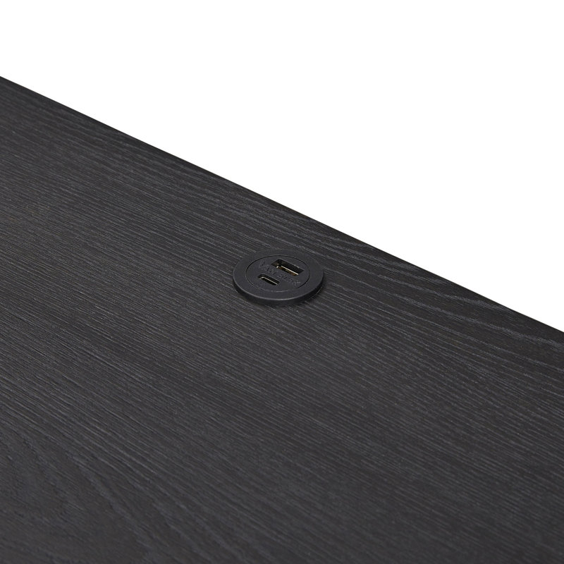 Table de chevet compacte avec deux tiroirs, Noir