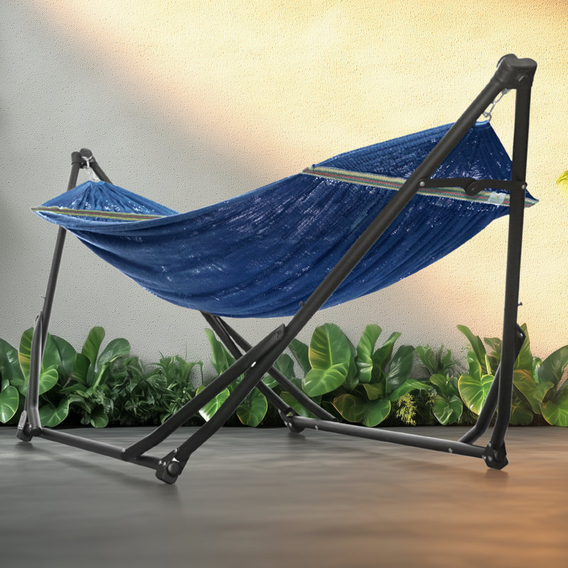 Hamac Tranquillo UniGen, hamac avec support Hamac intérieur / extérieur robuste avec support en acier Signature, pliable de qualité supérieure 600 lb, polyester doux à 2 couches durable, Égée