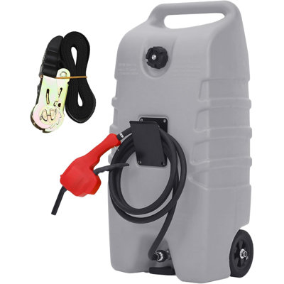 14-Gallon Portable Fuel Tank Gasoline & Diesel Caddy with Manual Siphon Pump 10FT Hose and Wheels for Car ATV Boat Lawn Mower & Generator