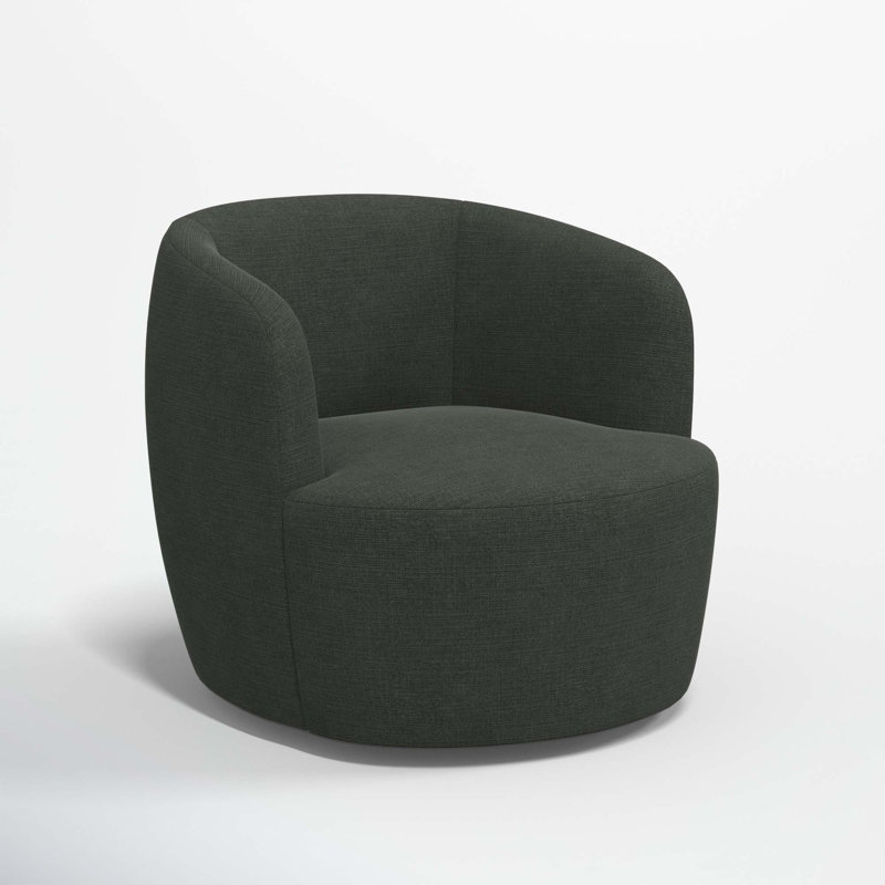 Mina Swivel Barrel Chair, Classic Black Linen
