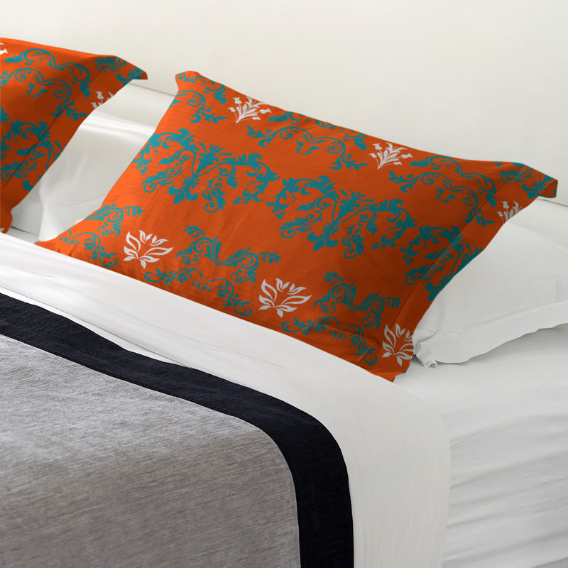 Taie décorative Miami Football Baroque, Standard, Orange / bleu sarcelle / blanc, polyester