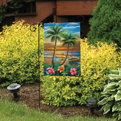 Sunset in Paradise Summer Garden Flag
