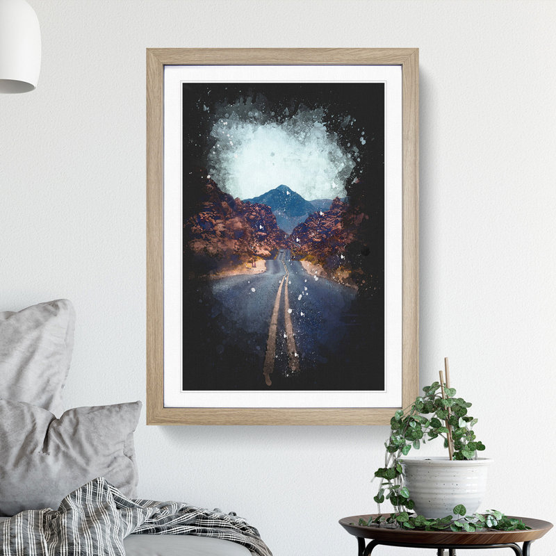 Road to the Valley of Fire - Picture Frame Graphic Art Print, 63cm H x 45cm W x 2cm D, Oak Framed