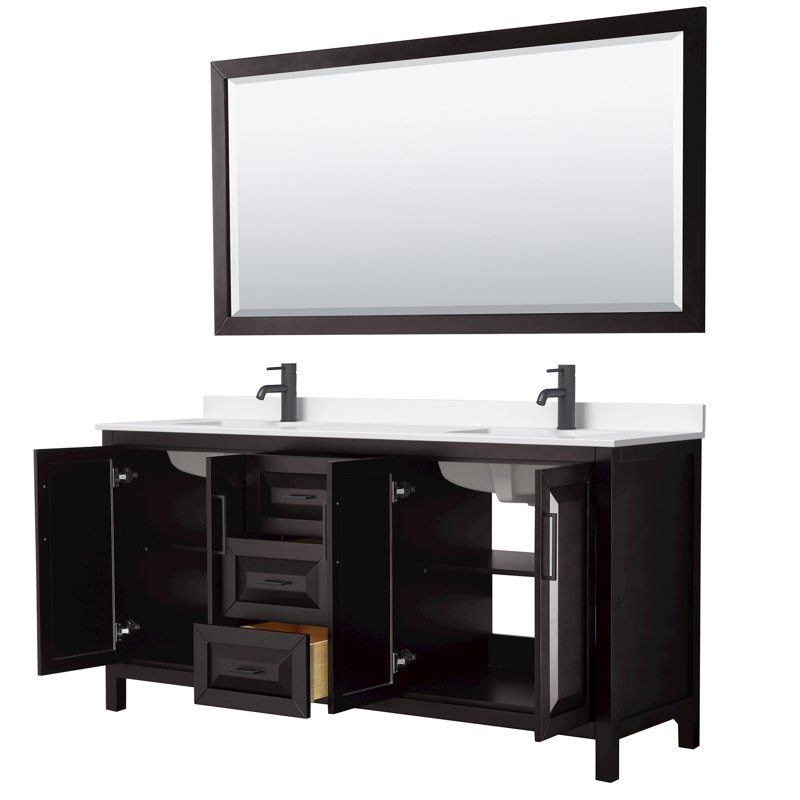 Daria 72'' W Vanity, Brown, Matte Black, Giotto Quartz
