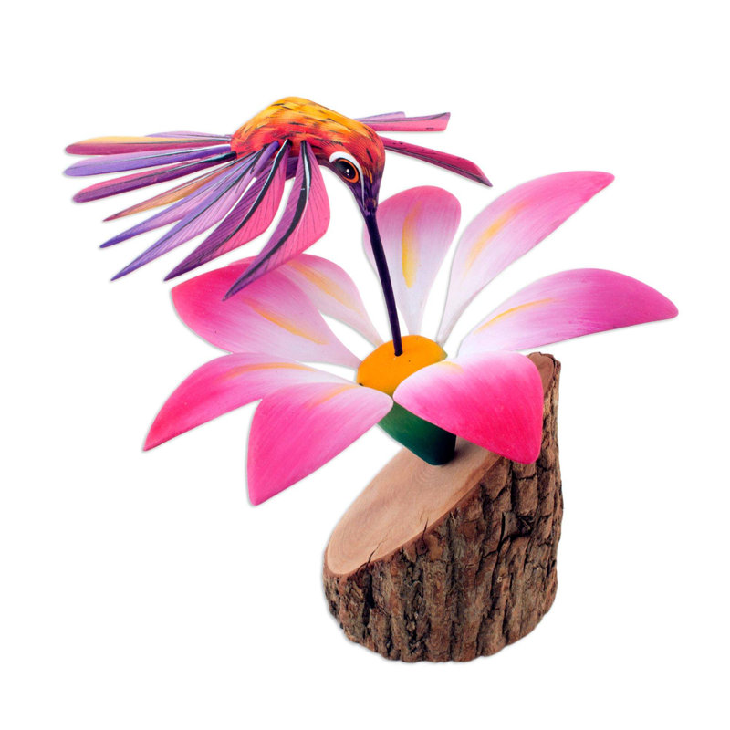 Decorative Handmade Floral Wood Bird Figurine