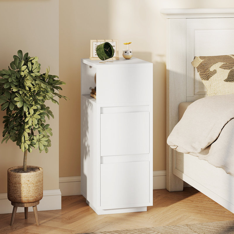 25cm W Particle Board Bedside Table, White