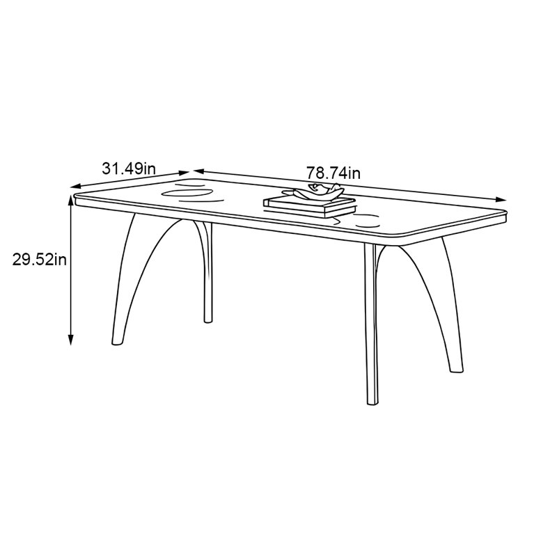 Table de salle à manger Minimal, 29,52 x L 78,74 po x l 31,49 po