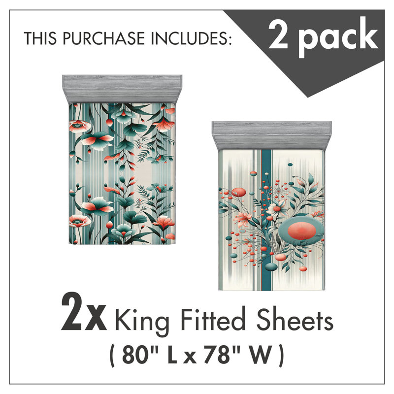 Microfiber Floral Fitted Sheet, King Fitted Sheet