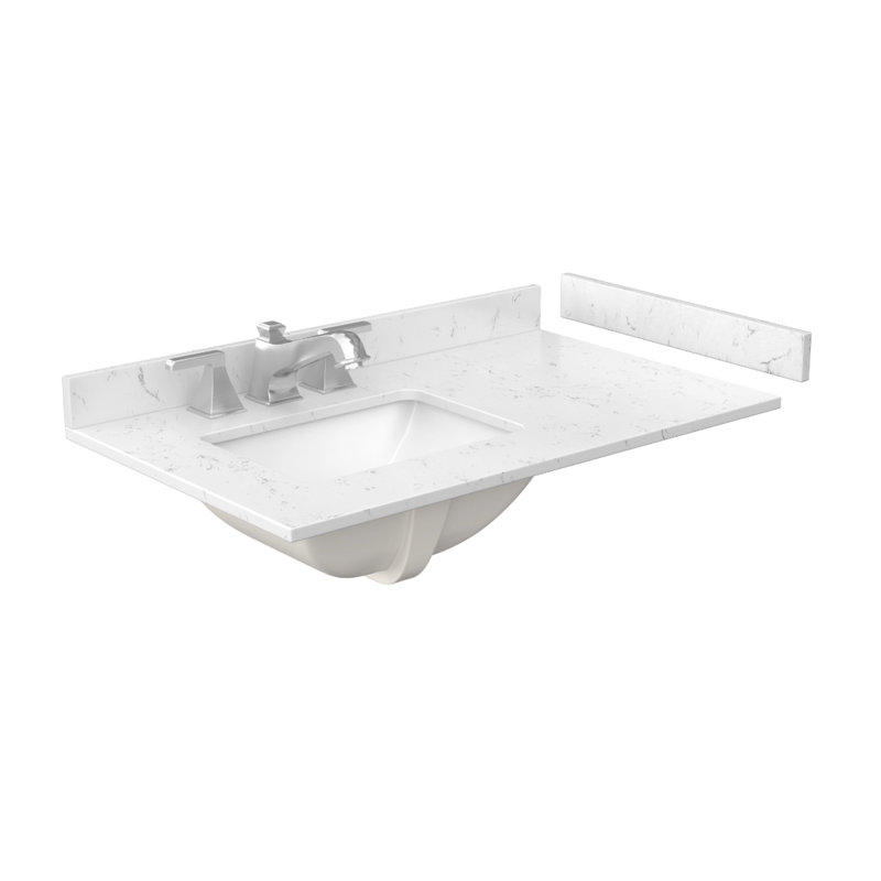 Palmilla 36" Freestanding Single Bathroom Vanity with Cultured Marble Top, Beige, Matte Black, Carrara Cultured Marble
