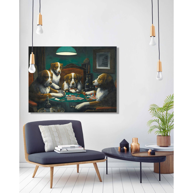 " Dogs Playing Pokers " Painting Print, 24" H x 36" W x 1.5" D
