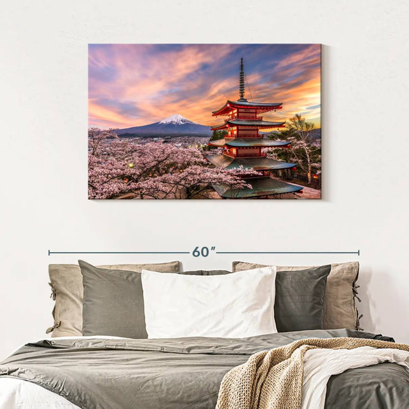 Nicci Chureito Pagoda In Spring, 30" H x 45" W