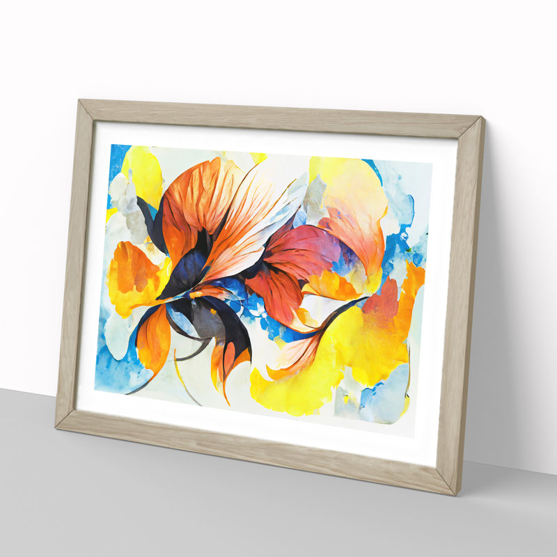 Flowers - Single Picture Frame Painting, 46cm H x 64cm W, Oak Framed