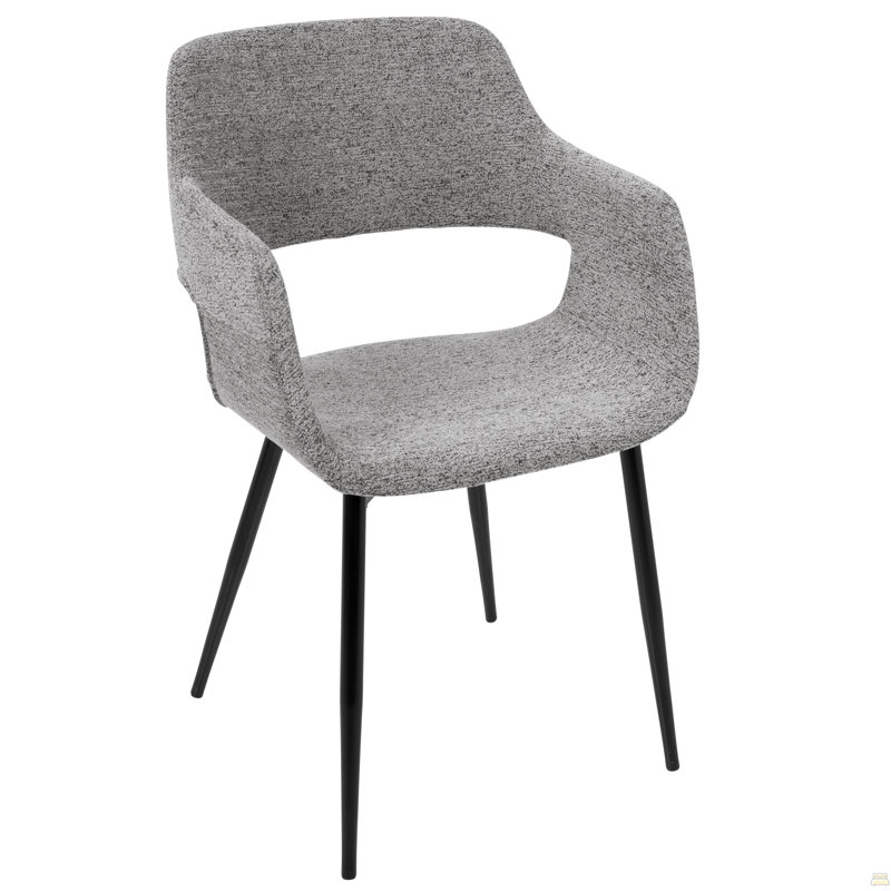 Chaise d'appoint Mid-Century moderne en tissu noir avec tissu gris - ensemble de 2, Gris, Noir