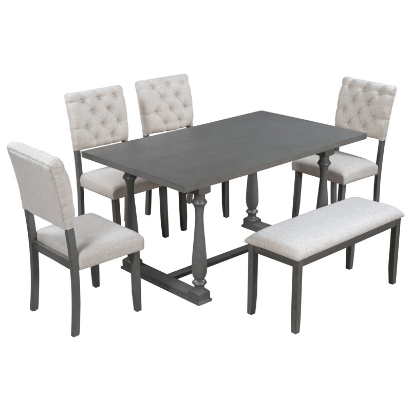 6 tables de salle à manger avec look rétro, fabrication, table et chaises confortables en mousse et look classique rétro