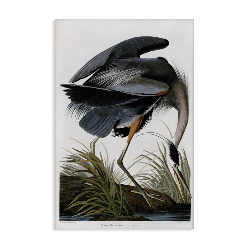 «Classic Heron at Lake», art mural sur toile par Stellar Design Studio, H 45 po x l 30 po