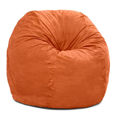 Pouf rond avec housse amovible en microfibre, couleur mandarine, pour enfants, adolescents et adultes