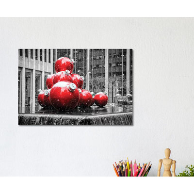 New York Christmas Decoration Red,New York City by Susanne Kremer - Wrapped Canvas Gallery-Wrapped Canvas Giclée