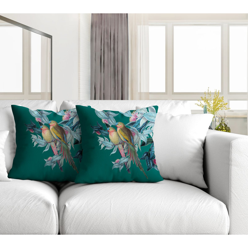 Housse et insert de coussin carré intérieur / extérieur Padmini, L 19 po x H 19 po, Émeraude