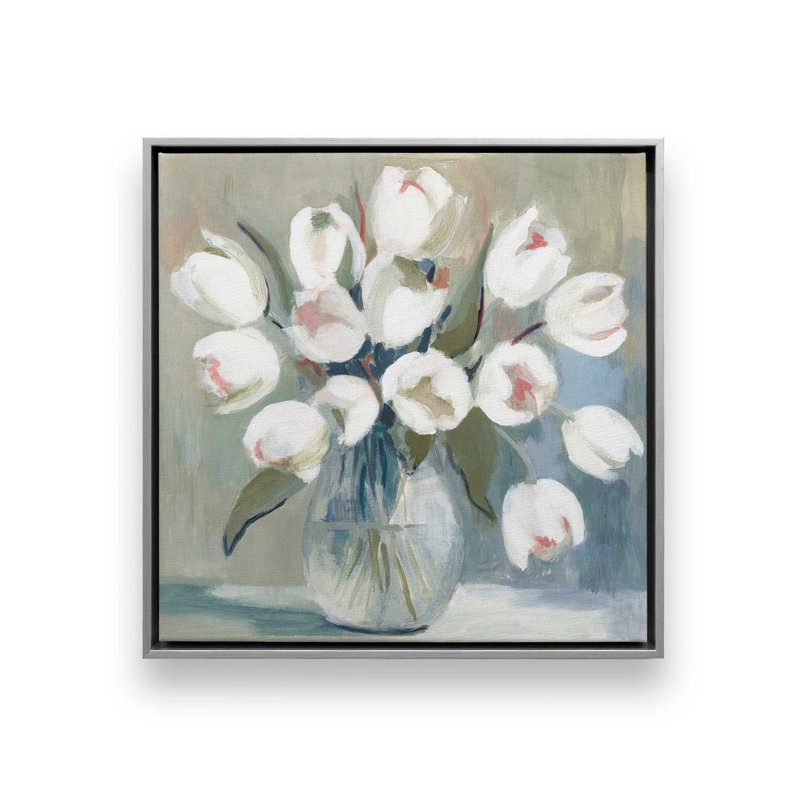 Timeless Tulips, reproduction sur toile, Cadre flottant en chrome poli, H 24,75 po x l 24,75 po x P 1,75 po