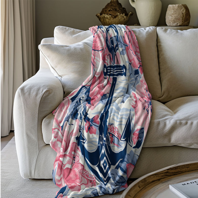 Coastal Symbols - 1 Piece Premium Sherpa Blanket, Queen