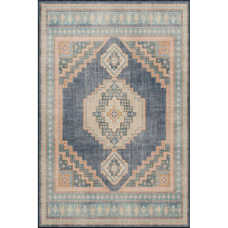Geometric Orange Star Patterned Washable Woven Base And Decorative Carpet, Rectangle 4'8" x 6'7"