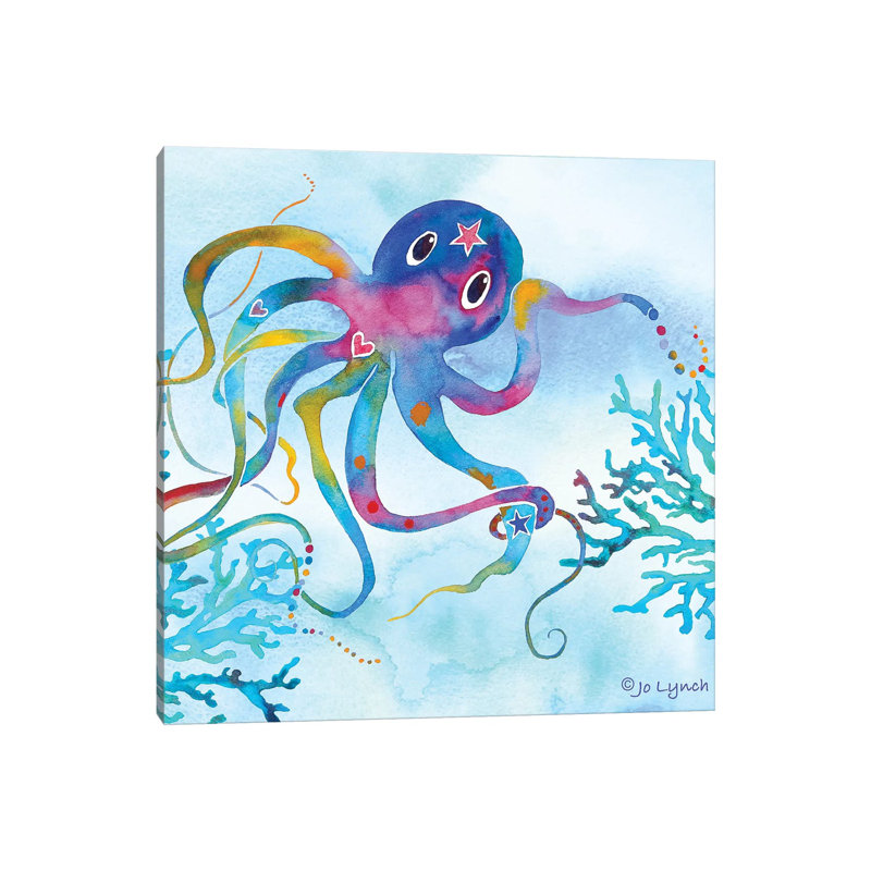 Octopus Ocean Coral by Jo Lynch - Wrapped Canvas Gallery-Wrapped Canvas Giclée, 30.48cm H x 30.48cm W