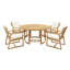 Ensemble de salle à manger d'extérieur 5 pièces Ensemble de table et chaises de patio avec trou de parasol pour patio, jardin, teck clair