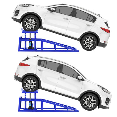 Rampes hydrauliques pour voiture (lot de 2), capacité de 5 tonnes (11 000 lb), hauteur de levage réglable de 25 à 41 cm (9,8 à 16,21 po), acier robuste, conception antidérapante