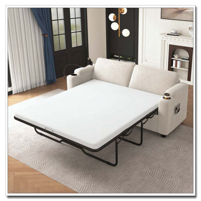 72.8" Corduroy Sleeper Sofa Loveseat Sofa with Full Size Mattress