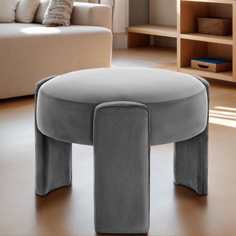 Modern Unique Design 20.5" W Velvet Upholstered Ottoman, Gray Velvet