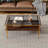 Gray Tempered Glass &amp; Golden Legs Rectangle Coffee Table for Living Room, Easy-Clean Durable