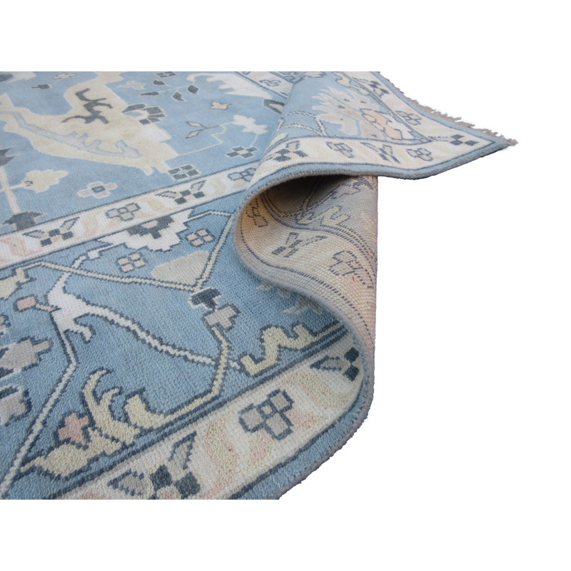 Tapis bleu clair 12 x 15 Oushak