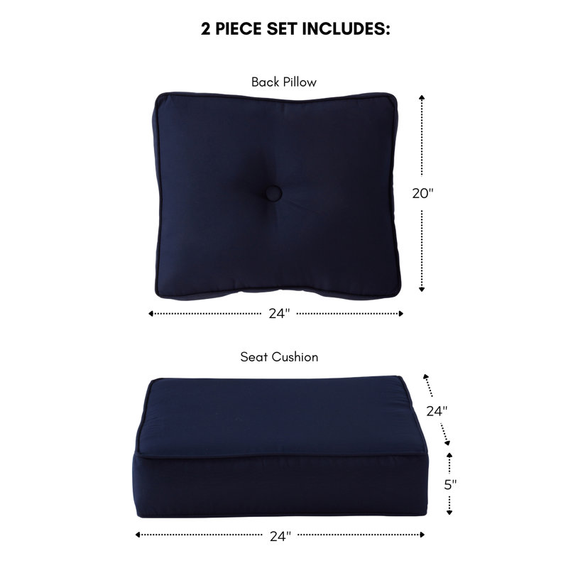 Royzell Sunbrella Outdoor Deep Seat Chair Cushion, Canvas Navy Sunbrella® Canvas
