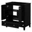 Base de meuble-lavabo noir 30 po, bois massif et armoire avec portes et tiroir, multifonctionnel, tablette réglable, base moderne requise, noir-1831814542