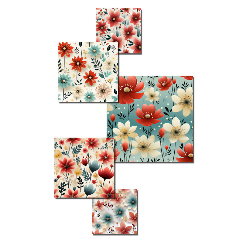 Groseiller - ensemble d'art mural floral de 5