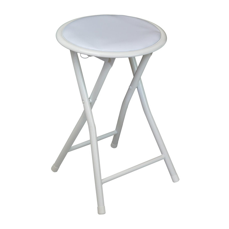 Padded Folding Stool, White
