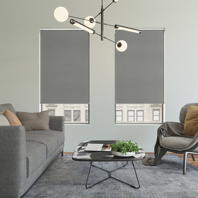 Gray 23" x 72" Blackout Cordless Fabric Roller Shade