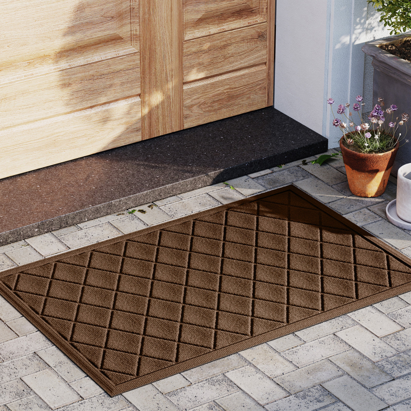 WaterHog Non-Slip Indoor/Outdoor Doormat, Dark Brown, Rectangle 24" x 36"