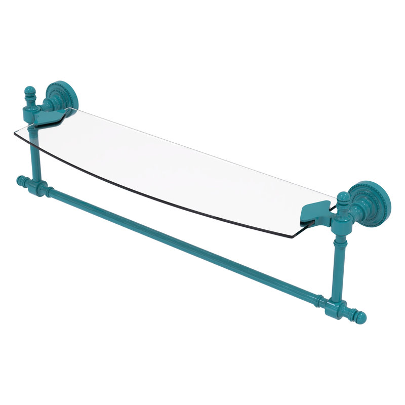 Tablette flottante rétro avec porte-serviettes, H 5 po x l 18 po x P 5 po, Bleu sarcelle Glokzin
