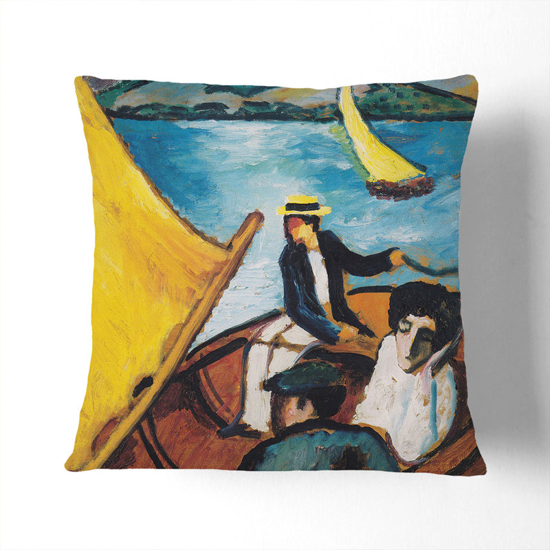 Sailing Boat on the Tegernsee Scatter Cushion, 40cm H x 40cm W x 15cm D, Stone