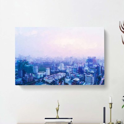 The Hanoi Skyline In Vietnam In Abstract - Wrapped Canvas Print