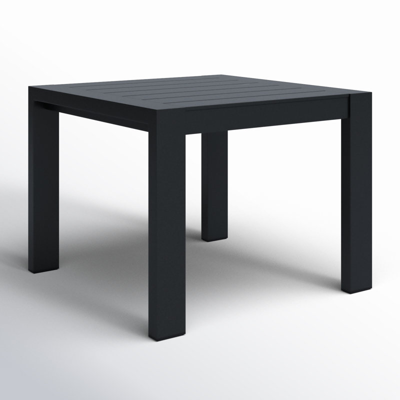 Table d'appoint carrée en aluminium avec plateau à lattes 22 po Jayton , Noir, noir, noir, noir