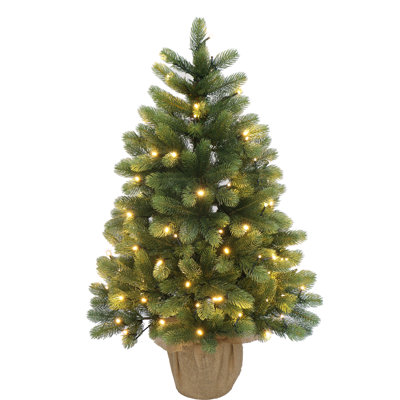 Sapin de Noël artificiel vert 2,9 'avec 100 lumières claires/blanches most realitic