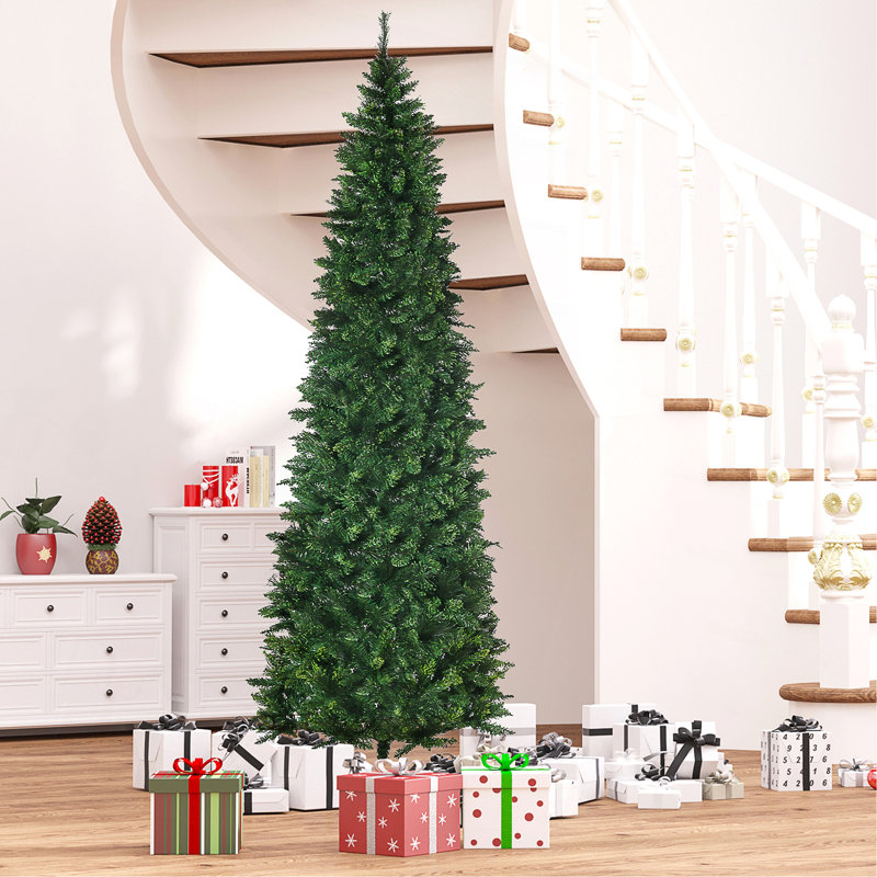 Arbre de Noël 9 pi avec 998 branches, ouverture automatique, base en acier, aiguilles de pin, vert